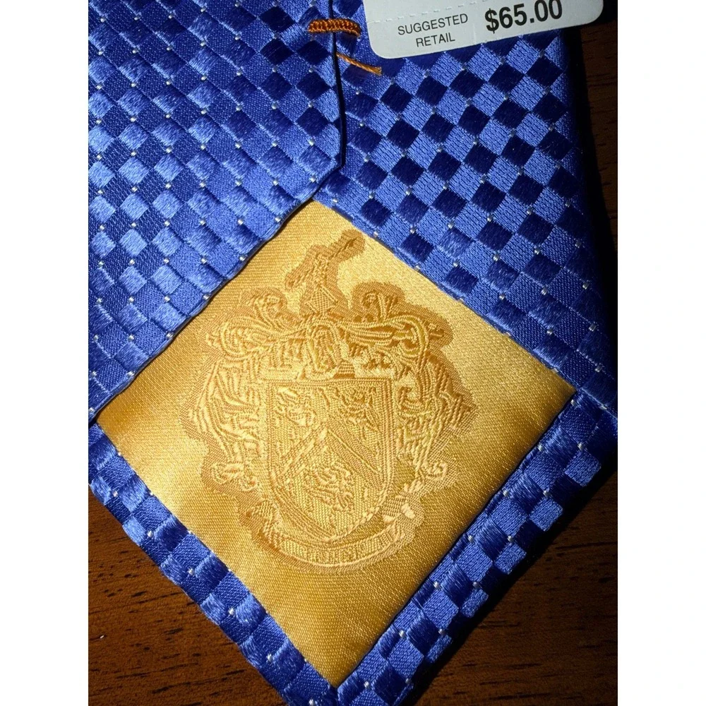 Donald J Trump Necktie Mens OS Blue New Silk Tahitian Pearl Natte Checkered